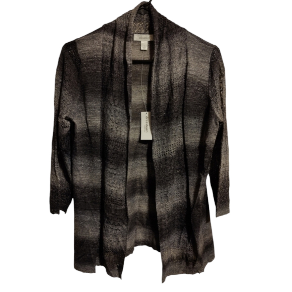 Dress Barn Lightweight Dark and Light Grey Knit Cardigan Size Medium